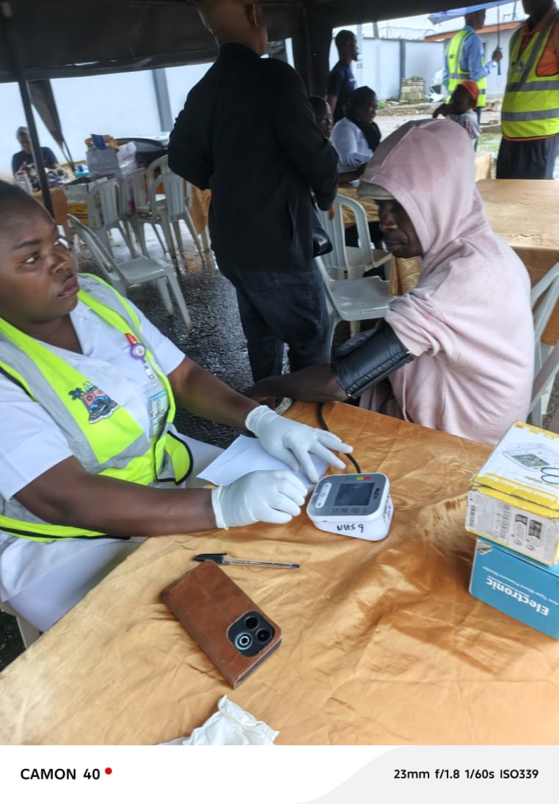 Free blood pressure screening at the Agbowa-Ikosi medical mission, 2026