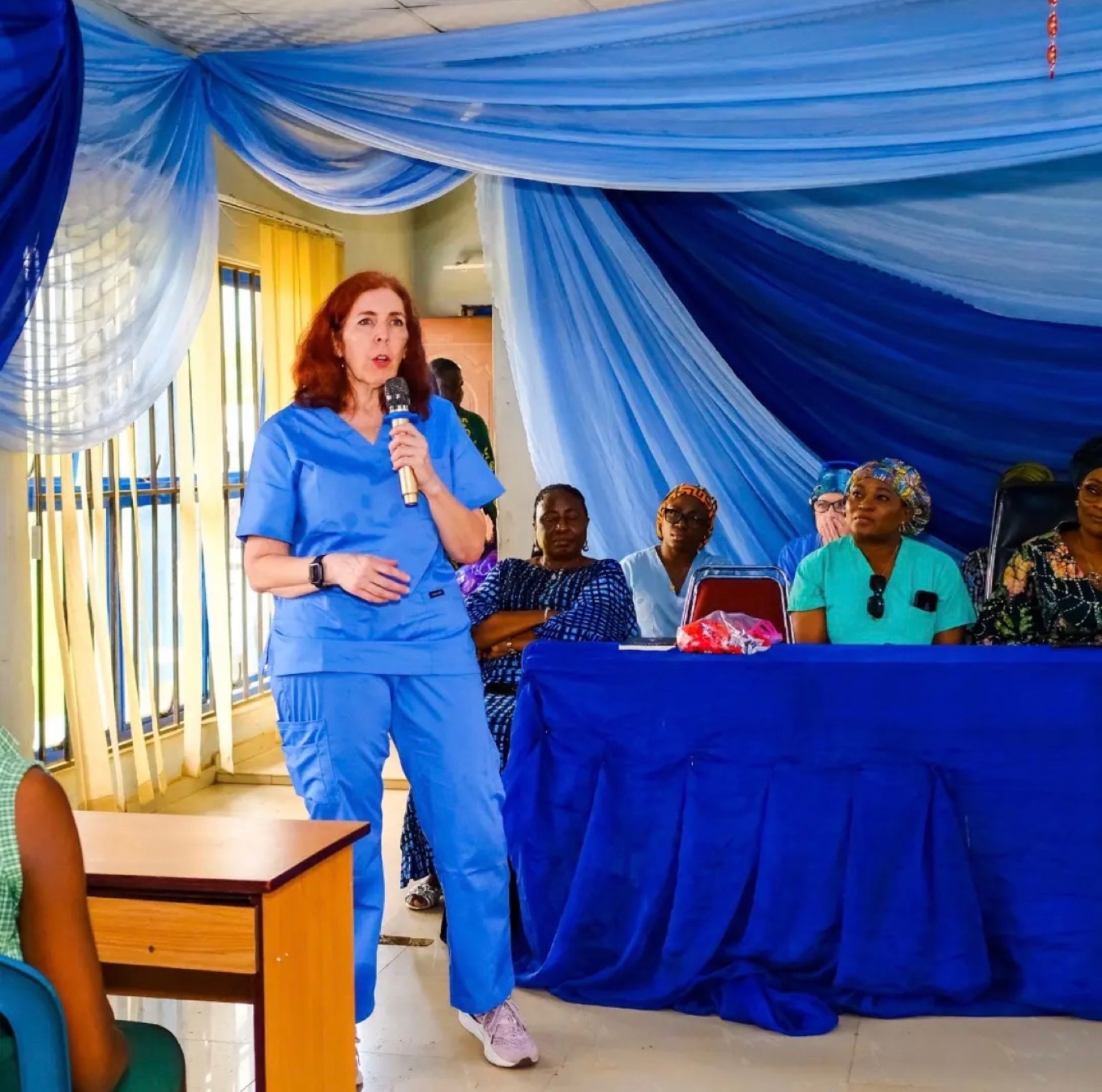 A KBB volunteer coaching students on health and personal hygiene at Federal Government Girls' College, Sagamu, 2026